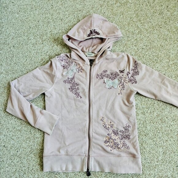 Vertigo Paris Dusty Pink Embroidered Hoodie Women Top M Cotton - Picture 4 of 9